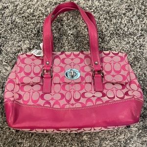 Dark Pink Canvas Coach Monogram Purse